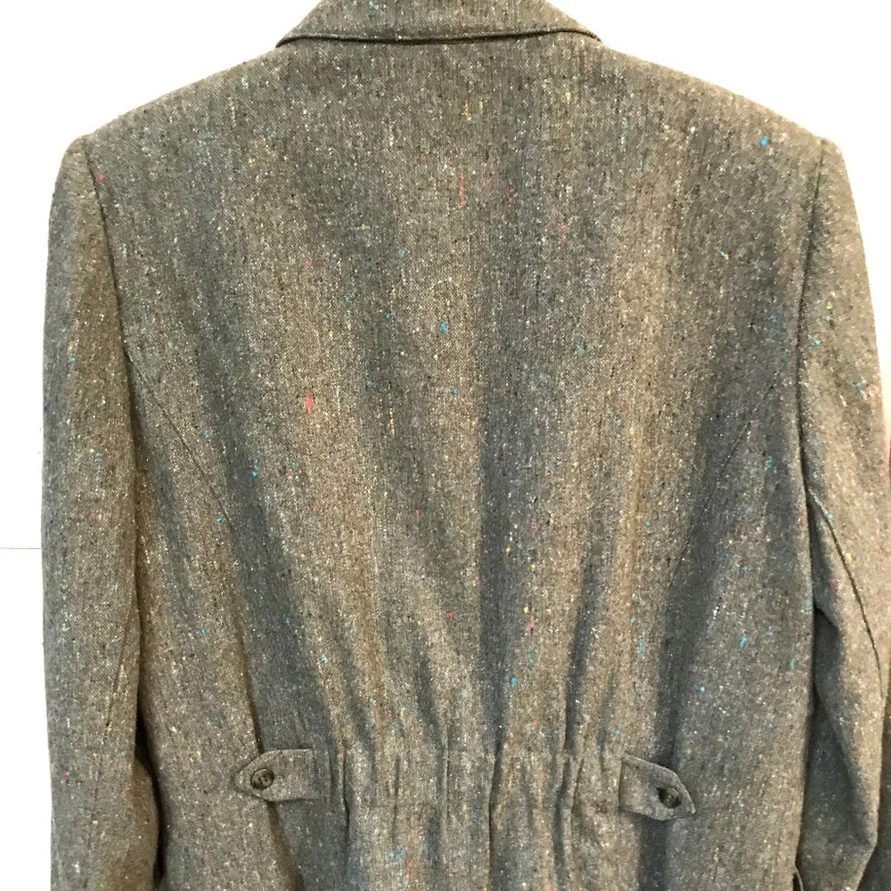 Together Wool Blend Jacket, Vintage 80s Donegal Tweed Tan Brown Blazer 12M